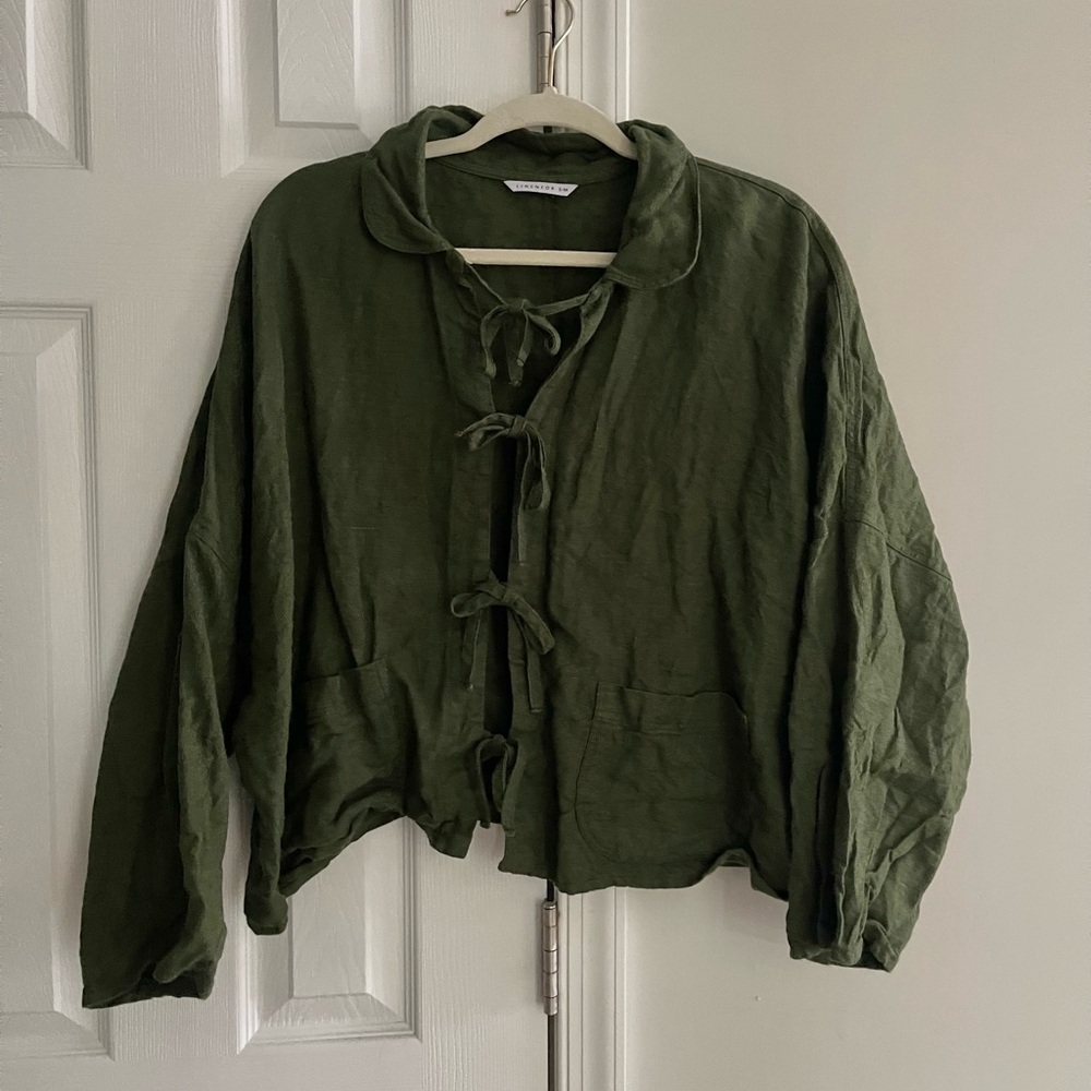 Linenfox Monika Olive Green Women's Jacket